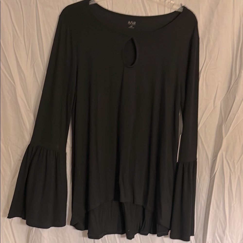 A.n.a Black Long Sleeve Top with Flared Cuffs NWT
